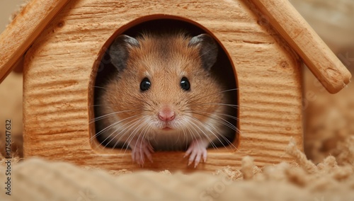 Rodent looking out from sma...