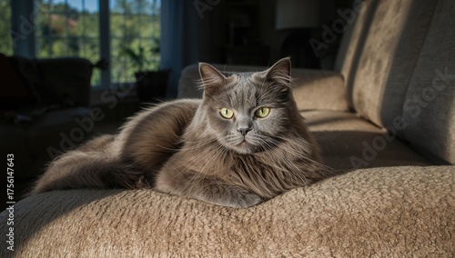 Chill cat lounging on a sof...