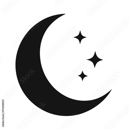 The crescent moon and star vector design is a beautiful night sky symbol icon illustration
