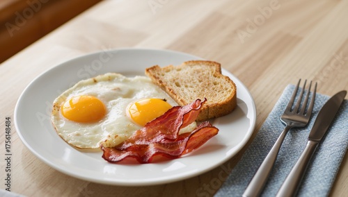A close-up of a breakfast p...