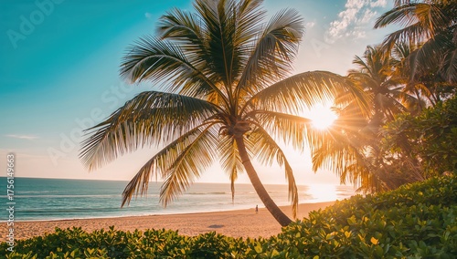 Tropical beach scene with c...