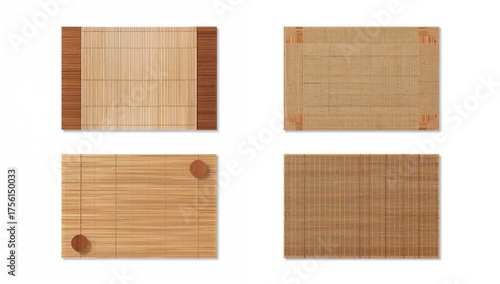 Set of four bamboo straw pl...