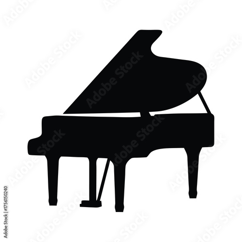 Elegant Grand Piano Silhouette on White Background for Classical Music Lovers