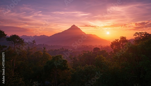 Outline of a mountain and f...