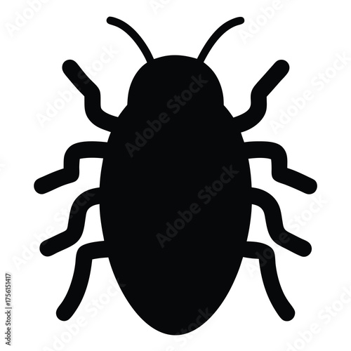 Stylized Black Silhouette of a Cockroach, Representing Pest Control and Cleanliness