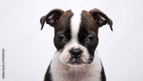 Sad-looking puppy of Boston...