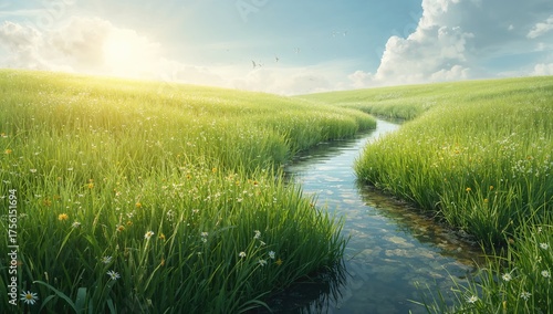 A tranquil field covered in...