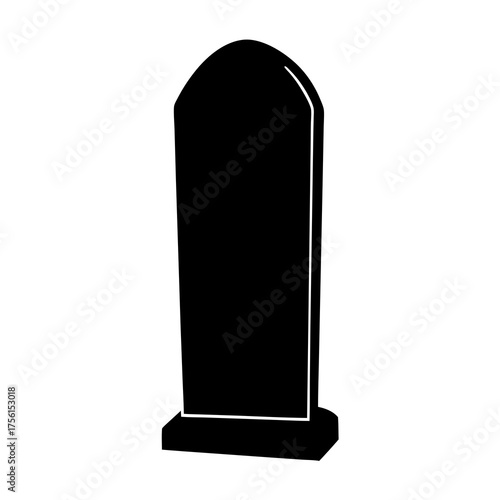 Minimalist Black Tombstone Illustration Symbol of Remembrance, Mourning and the Afterlife