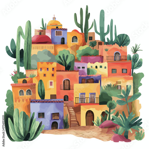 Mexico City. Mexico City hand drawn watercolor illustration