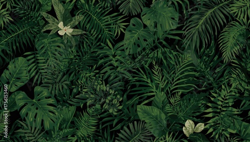 Lush tropical greenery feat...