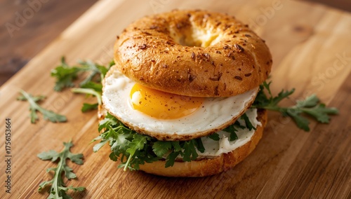 Egg and cream cheese bagel ...