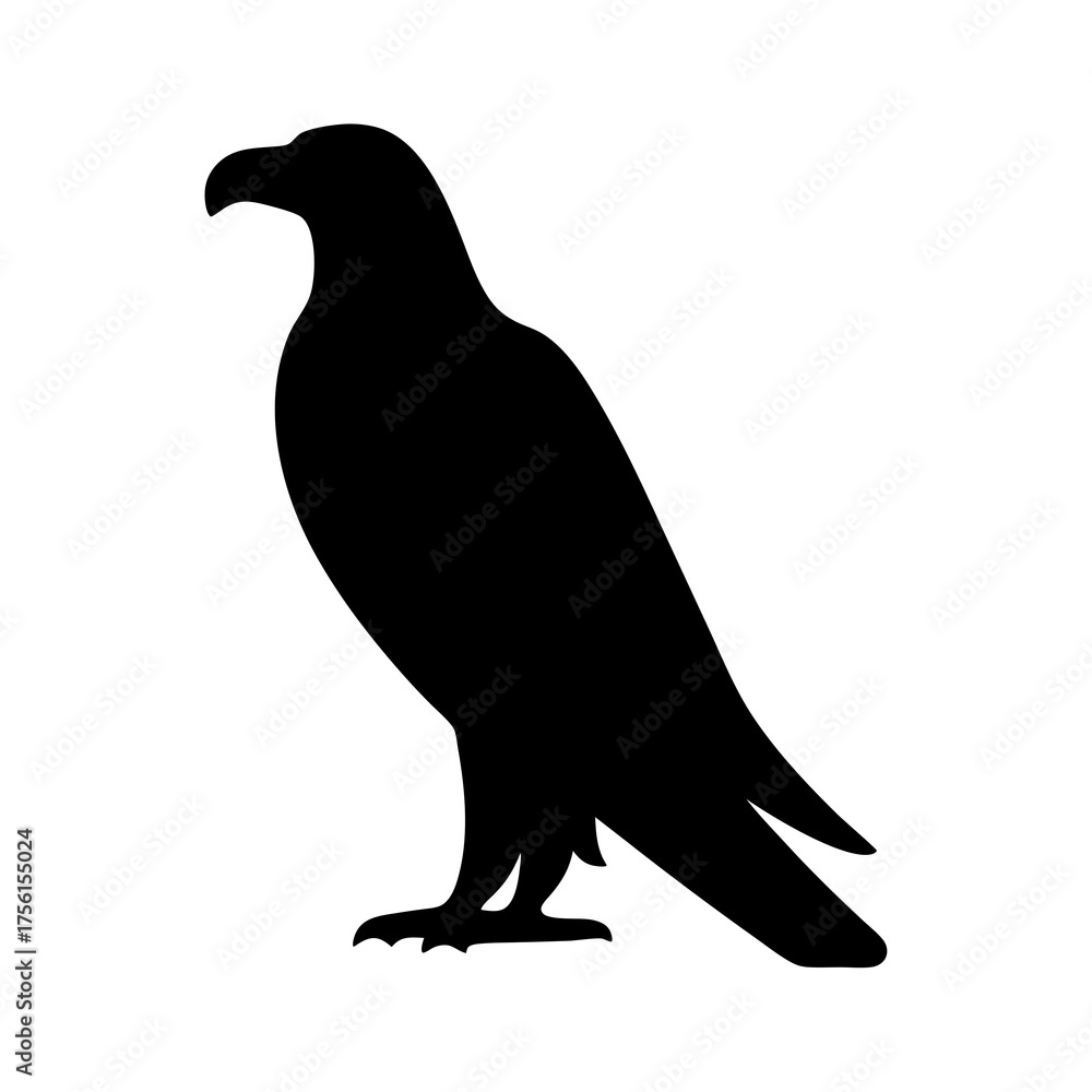 Fototapeta premium Silhouette of a majestic eagle perched on a white background, isolated