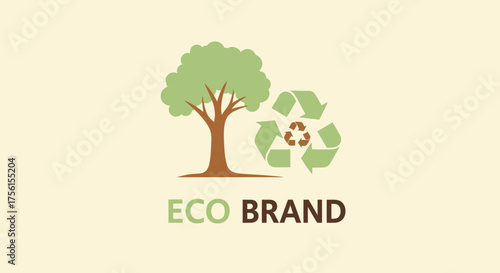 A tree and recycle symbol are next to each other, with "ECO BRAND" text beneath