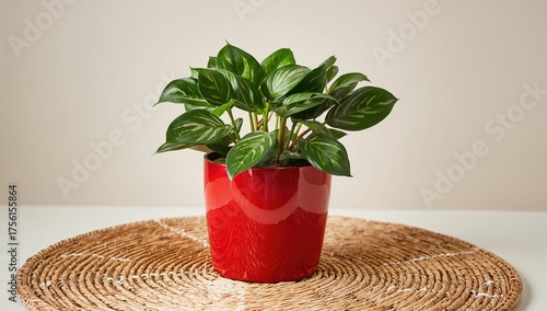 A red container holding an ...