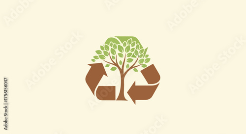 A tree within recycling arrows on a light background, advocating environmental preservation