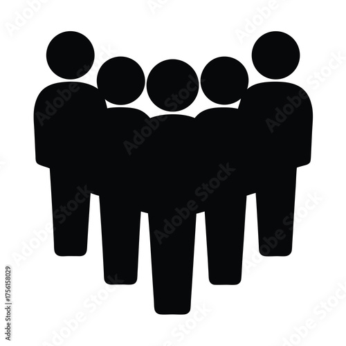 Black silhouette of a group of people standing together in formation