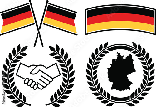 Day of German Unity Illustration Set. German Unity Celebration Artwork. Germany National Day Design Collection. German Reunification Holiday Illustration. Unity Day Germany Creative Artwork