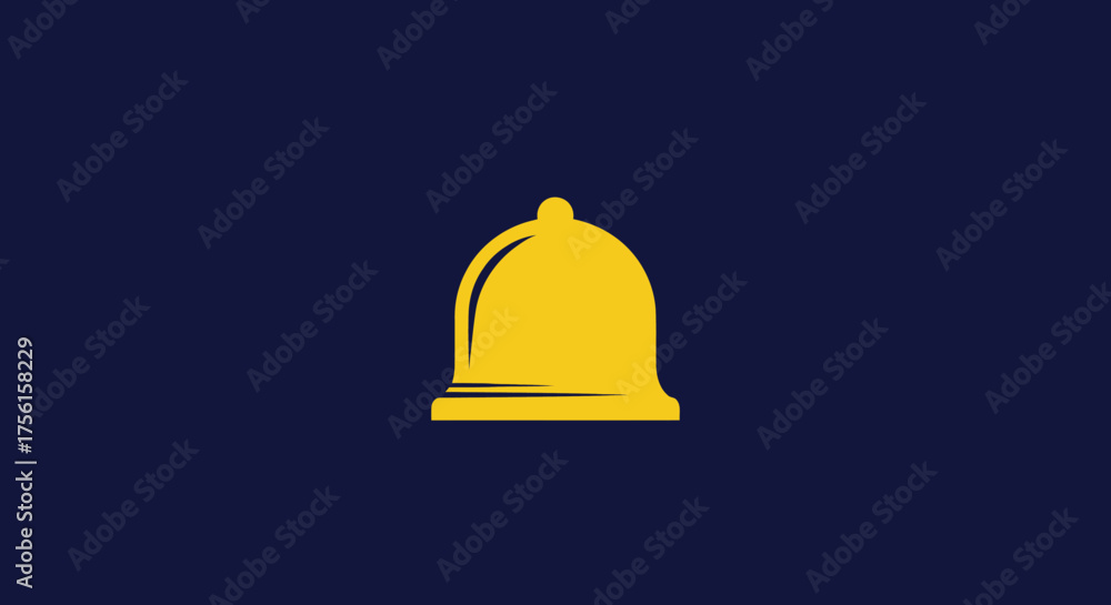 Fototapeta premium A golden bell icon centered on a deep blue background
