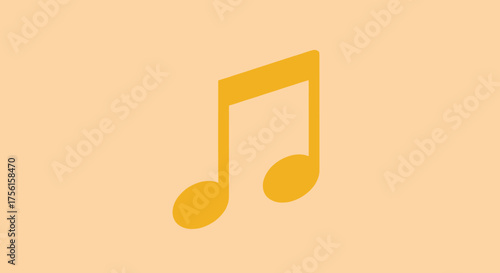 A yellow musical note icon on a peach background