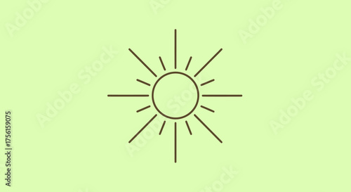 A brown outline illustration of a sun with rays emanating from a central circular shape