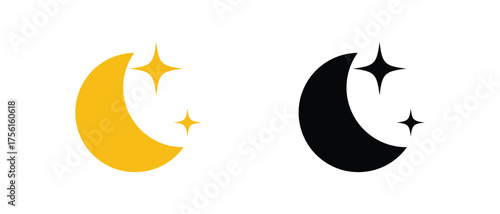 moon icon set, moon with star icons.