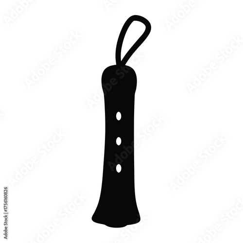 Simple vector drawing of a black musical wind instrument with loop