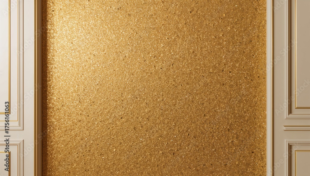 Fototapeta premium Shimmering golden cubes decorating a wall for interior design