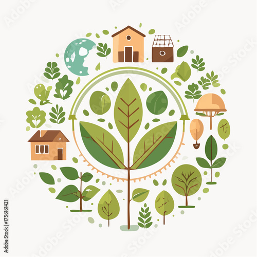 Ecofriendly nature and environment illustration.