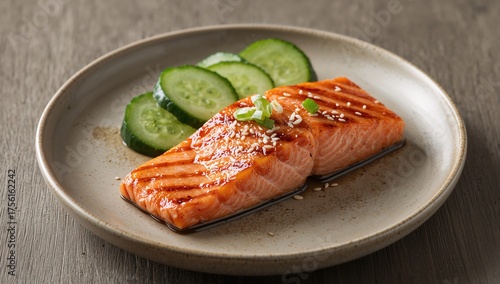 Grilled salmon fillet serve...