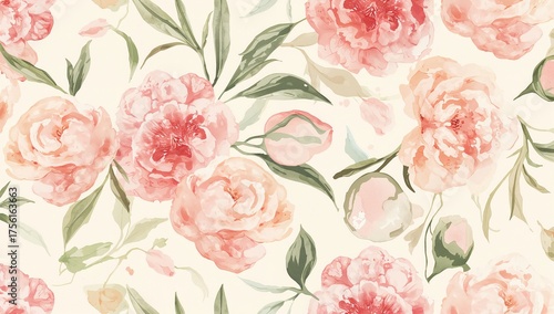 Rose and peony floral design suitable for multiple uses