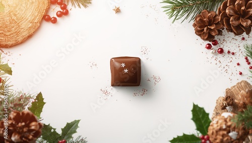 Chocolate piece on a white ...