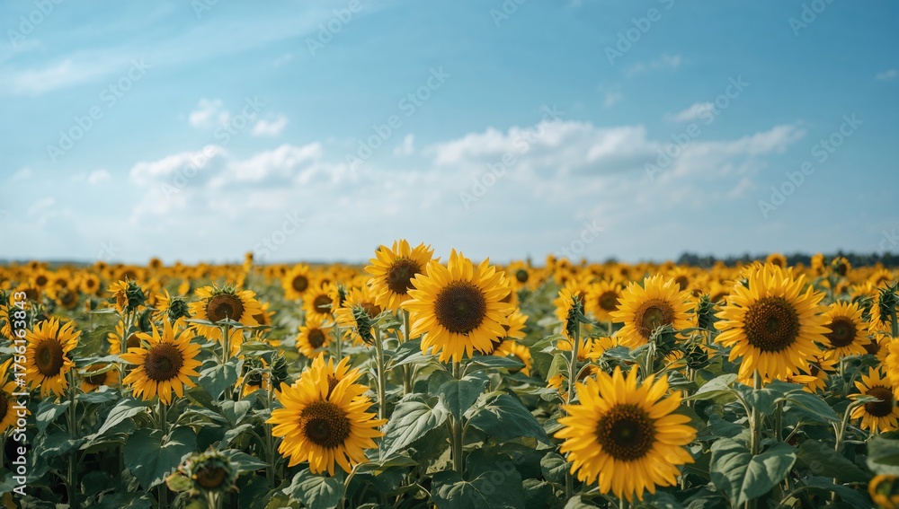 Fototapeta premium Vibrant Yellow Sunflowers in Full Bloom
