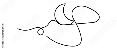 one line hand drawn moon design icon on white background.