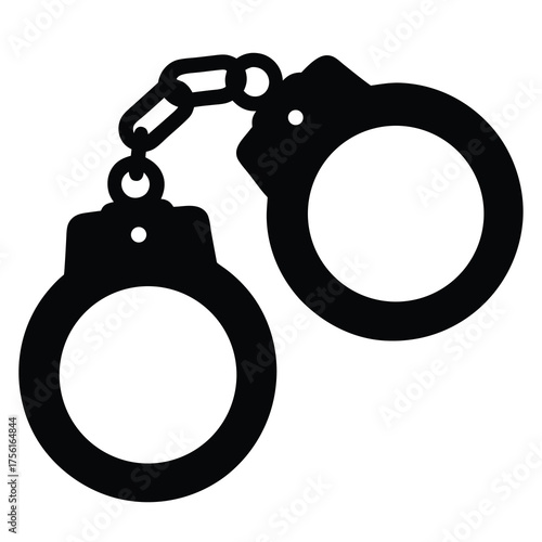Stylized black silhouette depiction of handcuffs, symbolizing crime, justice, or security