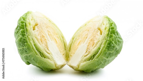 Halved fresh napa cabbage, ...