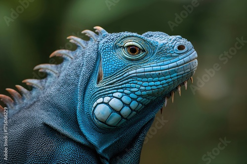 Close-up view of a blue igu...