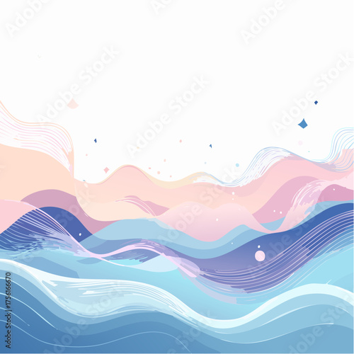 Abstract pastel landscape with flowing lines and soft colors.