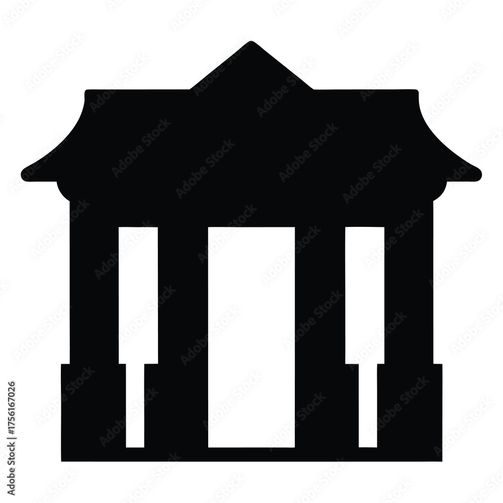 Fototapeta premium Monochrome icon design of a traditional Japanese or Asian building