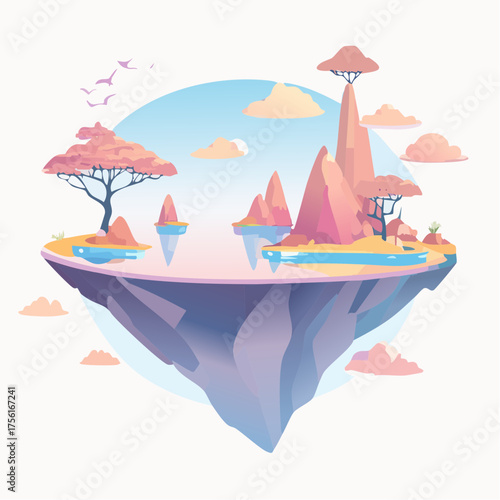 Surreal floating islands with unique flora and fauna.