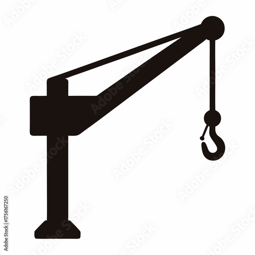 Silhouette of a Heavy Lifting Crane with Hook and Jib Arm