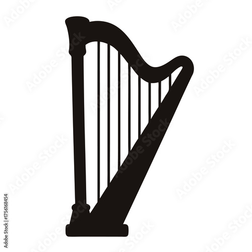Silhouette of a majestic harp, a symbol of musicality and elegance