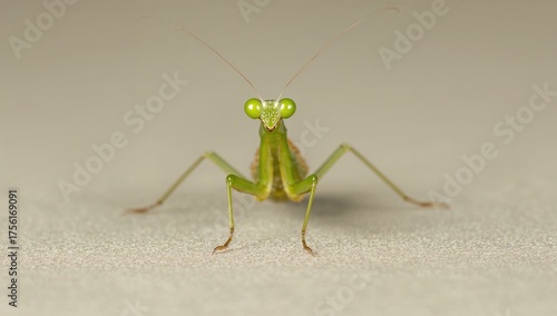 Tiny Green Mantis Against a...