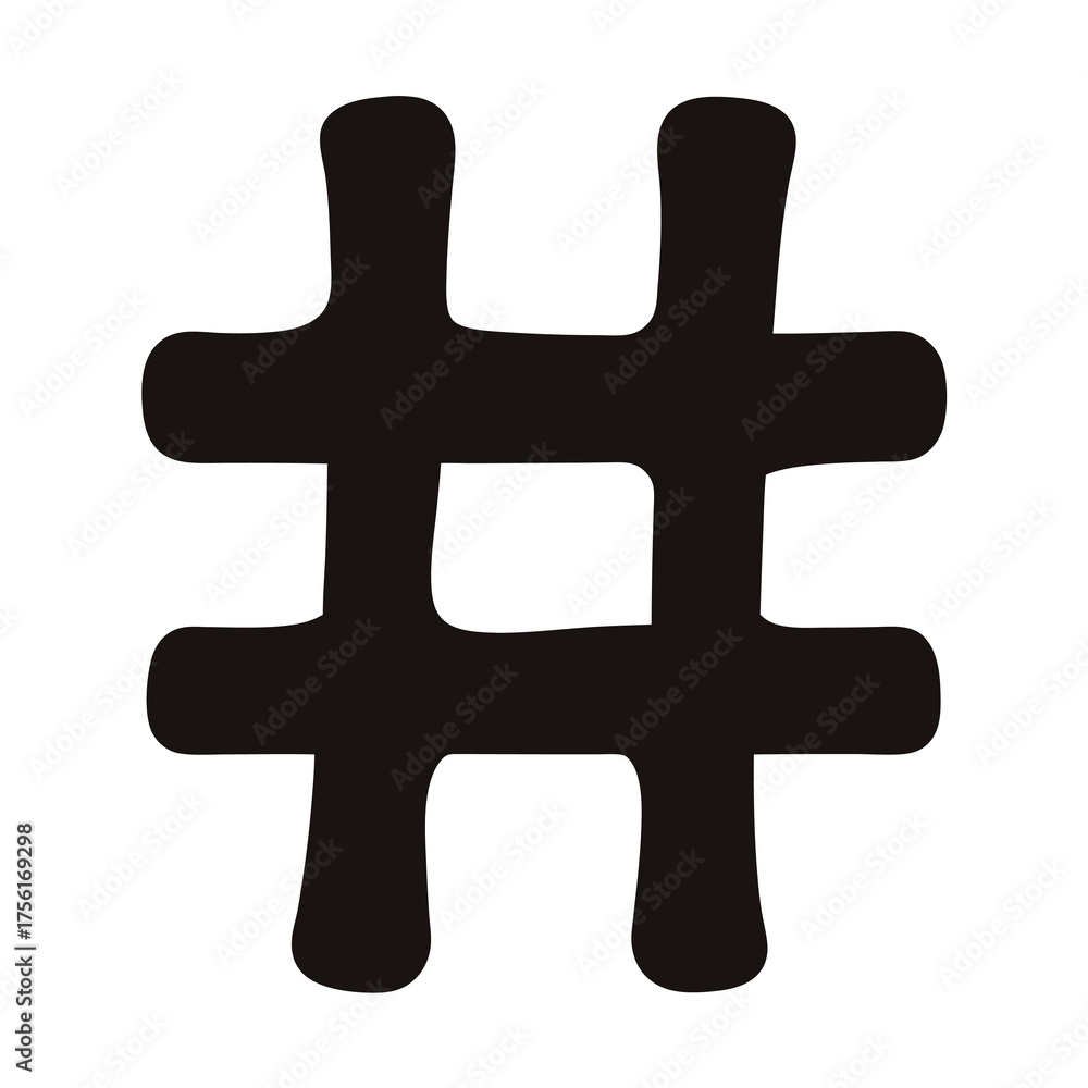 Obraz premium Stylized black hashtag symbol on a white background artistic rendition