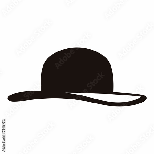 Simple black bowler hat icon isolated on white background graphic design