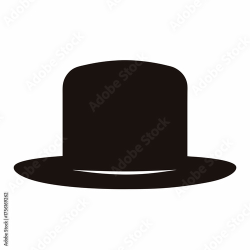 Elegant black silhouette illustration of a stylish gentleman's bowler hat