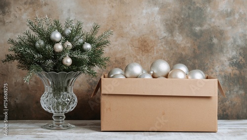Crystal vase holding fir br...