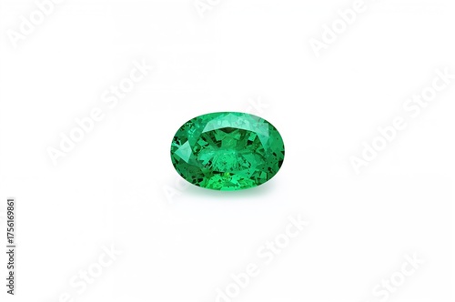 Oval-shaped emerald gemston...