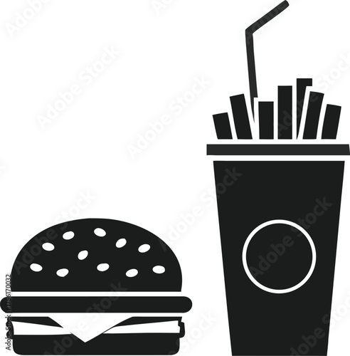 Fast food burger fries and drink combo vector illustration for restaurant cafe and meal concept design