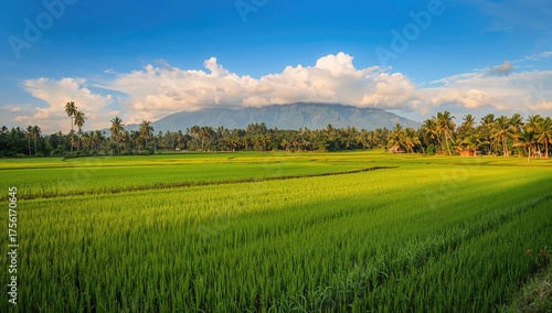 Lush rice paddies with vibr...