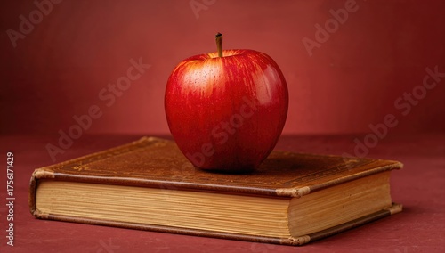 A fresh red apple resting o...